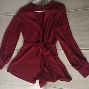 ASOS Red Romper - Low Neck Chiffon Size S